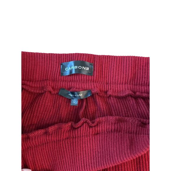 (L) NWT $128 Carbon38 Brushed Ribbed Flare Pants Rum Wine Red - Picture 6 of 8